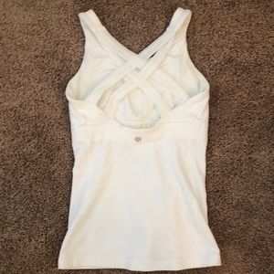 Lululemon White Strappy Tank with build in bra